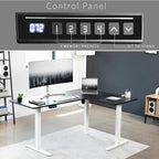 VIVO Electric Corner 63 x 47 inch L-Shaped Standing Desk, Memory Height Adjustment, Black Top White Frame, DESK-E3CTWB-47