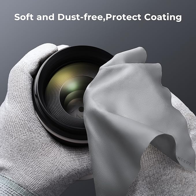 K&F Concept 6 Pack Microfiber Cleaning Cloths - Lens Cleaning Cloth for Cleaning Camera Lenses, Glasses, Screens, Cameras, Eyeglasses, LCD TV Screens, Tablets Washable