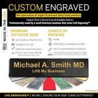Custom Name Plate with Choice of Mounting for Walls, Doors, Desk Holders, Cubicles, Hanging and More - Personalized Gloss Black Plastic Gold Letters - USA Made 2x8 - B3