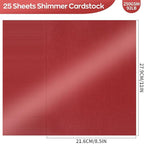 25 Sheets Red Shimmer Cardstock 8.5 x 11Inch Glitter Card Stock 92lb Heavyweight Printer Paper for Wedding Invitations, Crafts, Greeting Cards, Printing UAP18RE025