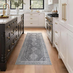GENIMO Runner Rug 2x5 Non Slip Machine Washable Hallway Runner Rug, Low Pile Lightweight Rugs for Entryway, Hallway, Kitchen and Corridor, Vintage Grey