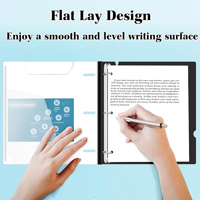 INFUN 1 Inch Telescoping 3 Ring Binder -12 PCS-White, Flexible Binders with Customizable Front Cover and Clear Catalog Pocket, 1Inch Rings, 225 Sheet Capacity