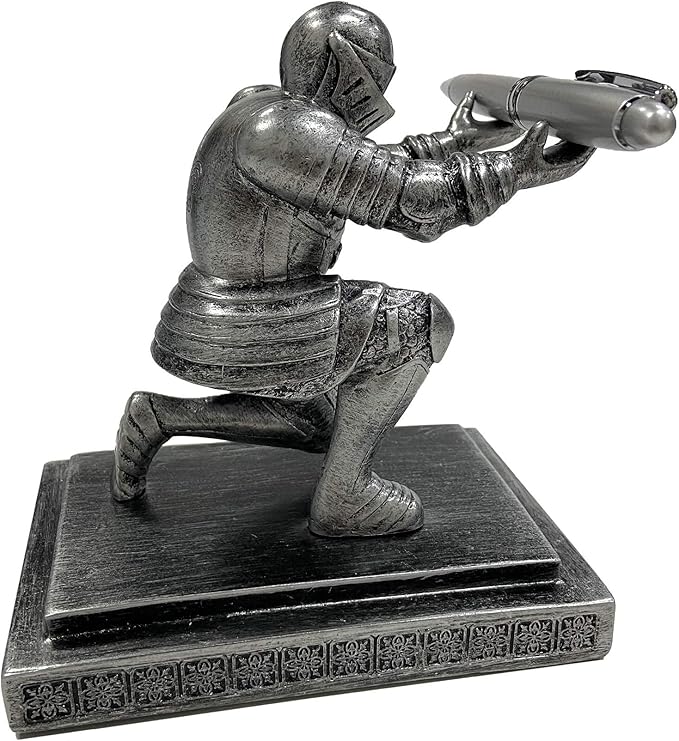 Ofiedx Executive Knight Pen Holder with a Pen Personalized Desk Accessories Decor Home Office Cool Pen Stand Iron