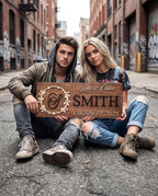 Custom Family Name Sign | Personalized Wooden Wedding Gift | Rustic Last Name Wood Plaque | Established Date Sign |Аnniversаrу (Smith Style)
