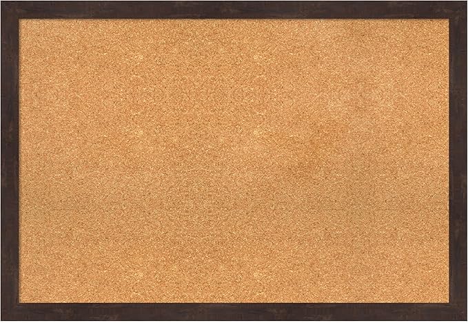 Amanti Art Natural Cork Board for Wall, 27x39 Vision Board with Brown Wood Frame, Large Corkboard Office Decor for Home Organization, Rustic Farmhouse Corkboard Pinboard to display items for home