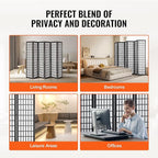 VEVOR Room Divider, 6 Panel Japanese Room Divider, Folding Privacy Screen Indoor, Portable Partition Dividers and Decoration Screens, for Room Separation, Home, Office, Restaurant & Bedroom (Black)