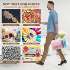 Find Scrapblooms 5×7 Photo Storage Box With Handle,Plastic photo keeper With 6 inner 5×7inch photo cases,Card Organzier Craft Storage box for pictures,stamps,seeds (Colorful With Handle)