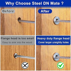 Steel DN Mate 100 Pack Stainless Steel Protector Sleeves for 1/8" 5/32" or 3/16" Cable Railing, Cable Protector Sleeves for Cable Railing System,T316 Cable Railing Hardware with a Drill Bit, DE100