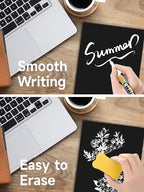 Kivsty 2 PCS Desktop Black Dry Erase Board with Stand - 8” x 6” Small Acrylic Black Board with Marker and Magnetic Clip, Reusable Desk Notepad, to-Do List, Menu Board Signs for Bar, Office, Home