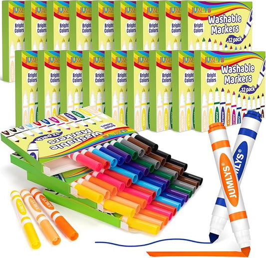 Jumlys 36 Boxes Washable Markers with 12 Colors, Bulk Color Marker for School Classroom, 432 Count Broad Tip Markers for Kids, Classroom Must Haves