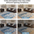 GENIMO No Crease Non Slip 6x9 Area Rugs for Living Room, Craft Woven Modern Abstract Rug, Soft Floor Carpet, Single-Piece Rugs for Bedroom, Dining Room, Office, Blue