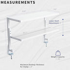 VIVO Clamp-on 24 inch Above or Below Desk 2-Tier Shelving Unit for Table Accessories, Gaming Devices, and More, Storage Tray, Desktop Organizer, White, STAND-SHELF24C-W