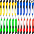 24Pack Box Cutters (9MM Wide Blade Cutter 4 Color) Utility Knife Retractable Compact Extended Use for Office, Home, Arts Crafts, Hobby