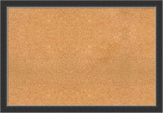 Amanti Art Natural Cork Board for Wall, 27x39 Vision Board with Black Wood Frame, Large Corkboard Office Decor for Home Organization, Modern Contemporary Corkboard Pinboard to display items for home