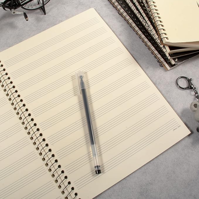 Music Notebook, Blank Sheet Note book, Cardboark Spiral NoteBook Manuscript Paper, Composition Staff Paper for Kids, Musician, Students, Piano-Keyboard-Music-Notebook 100 Pages 26x19cm