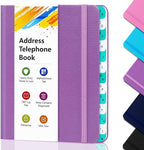 BLESWIN Address Book with Alphabetical Tabs, Hardcover Address Book for Record Contacts, Small Address Book to Store All Your Important Informations in One Place, 6.1x4.7" – Purple