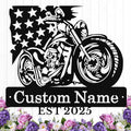 Custom US Flag Motorcycle Metal Signs Personalized Biker Name Sign Custom Garage Decor Motorbikes Wall Art Decor Motorcycle Sign Men Room Decorate Gifts for Men Husband Rider