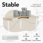 HUANUO Electric L Shaped Standing Desk, 63″ Height Adjustable Corner Standing Desk with 2 Under Desk Drawers & Open Storage Sapce, Stand Up Table with Power Strip Tray & Cable Grommets, Light Walnut