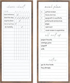 Sheffield Home Set of Two Family Planner Dry Erase Boards Featuring, Chore Chart, Shopping List, Weekly Meal Planner and Notes, 9x21 Inch, Natural