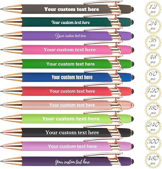Personalized Custom Pens in Bulk – Engraved Black Ink Ballpoint Pens for Business Gifts, Customizable Writing Pens for Men and Women(Rainbow Gold Tube)