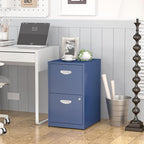 SteeLoong 2 Drawer File Cabinet with Lock,Blue Metal Office Drawers Filing Cabinets for Home Office, Two Drawer Under Desk File Cabinet for Hanging Letter,Easy Assemble