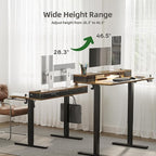 Claiks Electric Standing Desk with Shelf, 55 Inch Height Adjustable Standing Desk with LED Lights & Monitor Stand, Black Frame/Rustic Brown Top