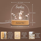 7GEEFT Personalized Baby Gifts for Kids, Custom Animal Acrylic Plaque Sign Name Night Light, Birthday Newborn Baby Shower Gifts for Boys Girls, Children Nursery Room Bedroom Decor, Flower and Rabbit