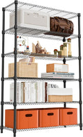 M MZG 6 Tiers Shelf 2100 lbs Steel Storage Shelving Utility Shelving Unit Steel Organizer Wire Rack for Home,Kitchen,Office,Garage Black 17.7" D x 47.2" W x 82.4" H
