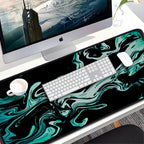 Large Mouse Pad, 31.5x15.7 inch Large Extended Computer Keyboard Mouse Mat, Water Resist Non-Slip Mousepad Rubber Base Long XXL Desk Mouse Pad for Gaming, Office & Home, Marble Cyan