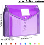 10 Pieces Plastic File Folders Envelope Expanding File Wallet Organizer Documents Folder with Snap Closure and Pocket, A4 Size Waterproof Transparent Pouch(Multicolor,Horizontal)
