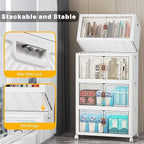 UAMFURI Extra Large Stackable Storage Bins with Lids & Wheels & Door, 416QT-52QT/13GAL*8Pack Foldable Collapsible Closet Organizers, Plastic containers drawers for bedroom Dorm