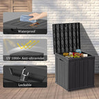 PATIOEASY 50GAL Deck Box Black,Waterproof Resin Outdoor Storage Box，Garden，Pool Supplies，Patio Furniture
