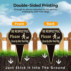 2 Pack Clean Up after Your Dog Signs Pick Up After Your dog sign 13.6"x9.6" with Integrated stake Double Side Printed- Be Respectful, No Dog Poop and Pee Stop Dogs from Pooping/Peeing On Your Lawn/Garden