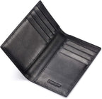 Slim Leather Credit Card Holder for Men & Women 8cc, Italian Calfskin (Black)