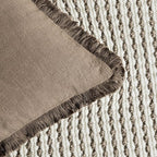 Foindtower Set of 2 Decorative Linen Fringe Throw Pillow Covers Cozy Boho Farmhouse Cushion Cover with Tassels Soft Accent Pillowcase for Couch Sofa Bed Living Room Home Decor, 16×16 Inch, Light Brown