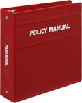 Carstens 3-Inch Heavy Duty Round Ring Binder for Policy Manuals – Side Opening, Brick Red, Durable Plastic Covers, No-Gap Rings, No Pockets, Holds 400 US Letter Sheets, Made in USA (1760-3R)