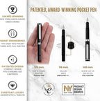 Scriveiner Personalized Luxury EDC Fountain Pen (Medium), Stunning Matt Black Pocket Pen, Chrome Finish, Schmidt German Nib, Best Engraved Fountain Pen Gift Set for Men & Women, Name Engraving