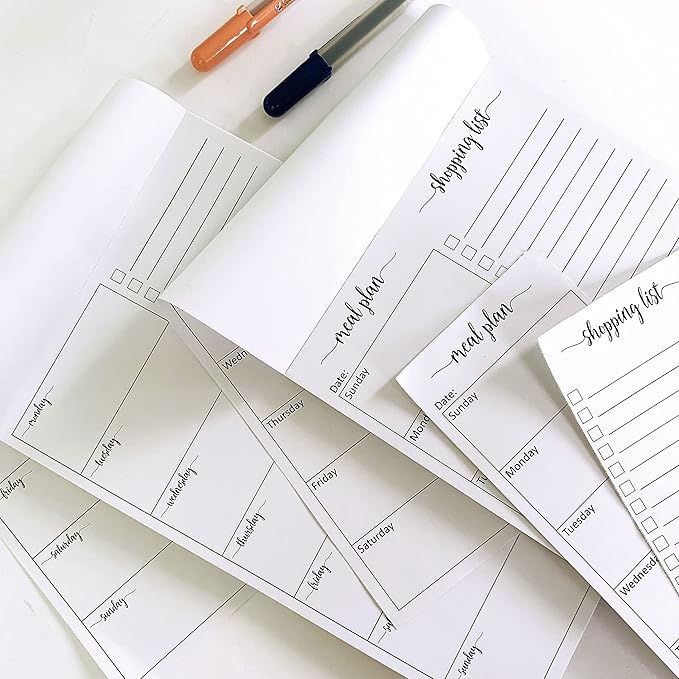 321Done Meal Planning Notepad - Made in USA - Large Letter Size (8.5x 1) Weekly Menu Planner Tear-Off Simple Shopping List Meals Groceries Grocery List Memo Pad - Perforated Monday Start