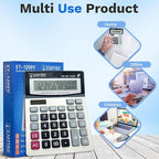 Empire Desk Calculator with Large Key Buttons, 12-Digit Large Eye-Angled Display, Solar & Battery Powered - Basic Calculator for Students, Home and Office Use (Battery Included)