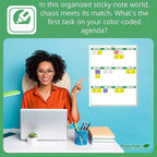 Earth Green12 Section Task, Objective and Goals Planning System Vertical 24"x 18". Wall Tray, Dry-Erase Marker, Eraser and 600 Sticky-Notes