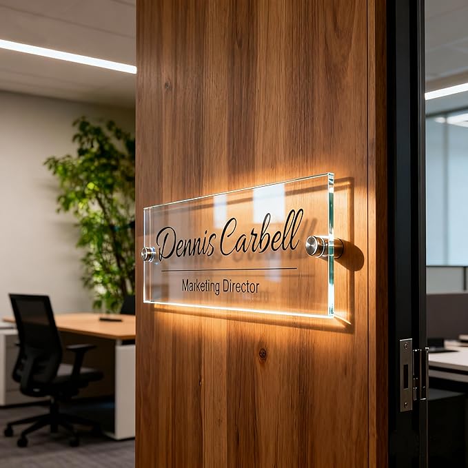 Acrylic Door Name Plate Personalized Office Name Plate Custom Door Sign with Logo Office Decor for Women Men Workspace Decorations