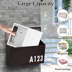 Dalmbox Wall-Mount Mailbox Large Mailbox for Post Rust-Proof Galvanized Steel Box for Outside or Townhouse Horizontal Style, Bronze, 15.7” x 4.3” x 9.4”
