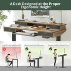 FEZIBO 55'' x 24" Height Adjustable Electric Standing Desk with 4 Drawers and Keyboard Tray, Home Office Table for Work, Study, Gaming, Writing, Rustic Brown