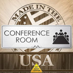 Conference Room Sign Office Meeting Sign, Brushed Silver, Engraved, 3" x 9", Fade Resistance, Indoor/Outdoor Use, USA MADE By My Sign Center