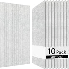Olanglab Acoustic Wall Panels 10 Pack, 48 x 24 per Acoustic Panels Sound Absorbing, Decorative Sound Panels for Home Studio and Office, Silver Gray