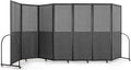 Folding Room Partition,Freestanding Privacy Divider,Portable Office Divider Wall,Commercial Space Partition Screen,Perforated Felt Panel Design,18'5"W x 6'7"H,7 Panel,Dark Grey
