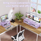 OPNICE Computer Monitor Stand Riser, Desk Organizer with Drawer, Laptop Stand, Office Desk Accessories & Workspace Desktop Organizers Storage for Office Supplies(Purple)