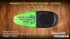 10 Magnetic Memo Holders Set - Customizable Text, Logo - Large Clip, Plastic - TGreen