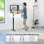 VIVO Electric 43 x 24 in Standing Desk, Memory Height Adjustment, 1B Series, Holds 220 lbs, One-Piece Light Wood Top, Black Frame, DESK-KIT-1B4C