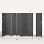 HOMCOM Room Divider, 6 Panel Folding Privacy Screen, 5.6' Tall Freestanding Wall Partition for Home Office, Bedroom, Charcoal Gray